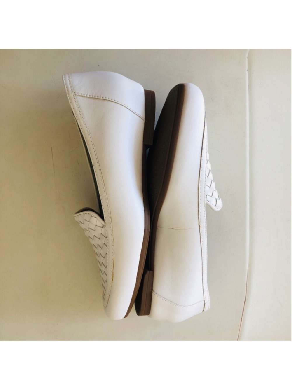 Size 8M Munro Karter White Leather Loafer Basketweave Quiet Luxury Office Chic - Picture 4 of 12